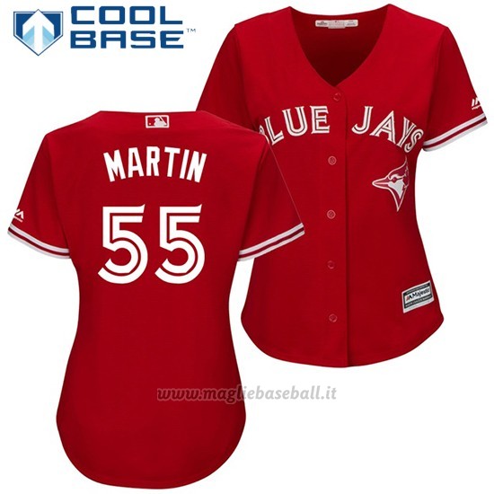 Maglia Baseball Donna Toronto Blue Jays 55 Russell Martin Scarlet2017 Cool Base